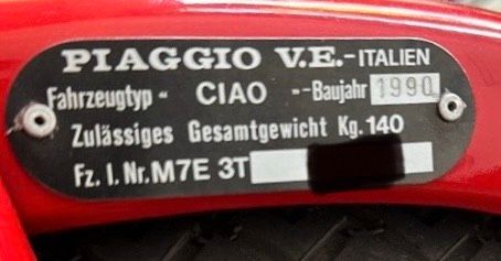 Vespa Piaggio Ciao 1990 nur 993 KM Original Mofa in Grefrath