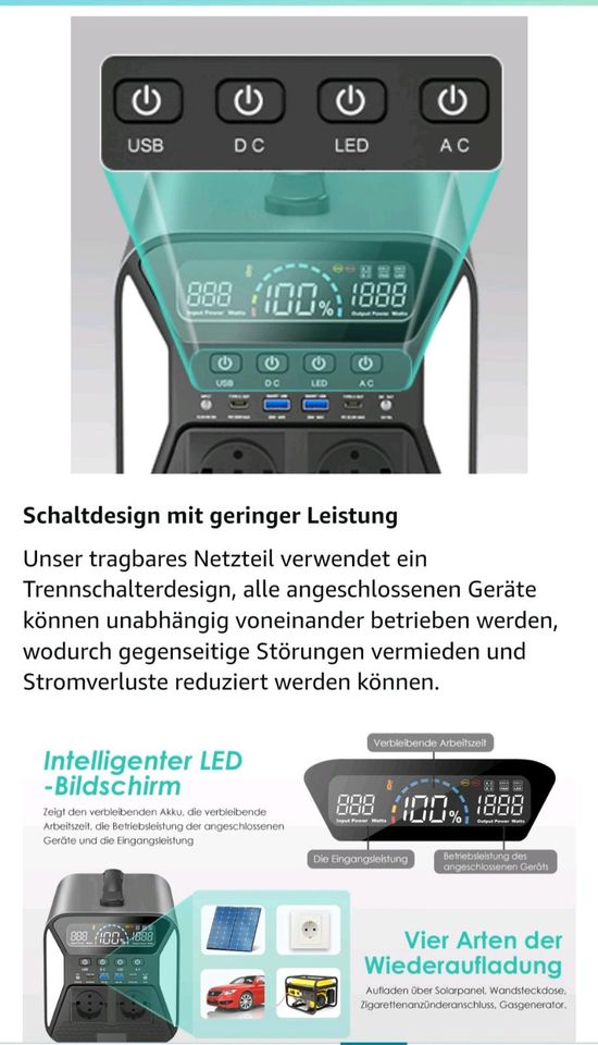 ⚡Neue Powerstation 1000Wh LiFePO4 1000W AC Mobiler Stromspeicher in Berlin