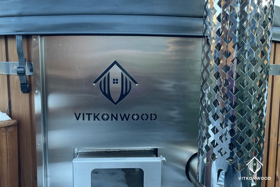 Premium VITKONWOOD Hot Tub aus Thermoholz | Acrylwanneneinsatz Farbe Anthrazit | Inkl. GRATIS Lieferung | Badefass | Badezuber | Hottub | Badebottich | Badetonne | Whirlpool mit Holzofen | Hot Tube in Diekholzen