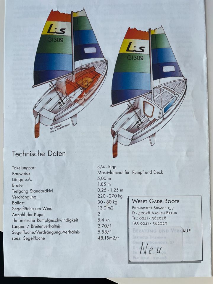 Lis Jollenkreuzer, Segelboot in Schwanewede