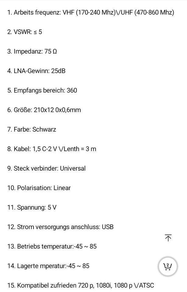 3600 Meilen TV Antenne HDTV Indoor digital verstärk. in Malchin