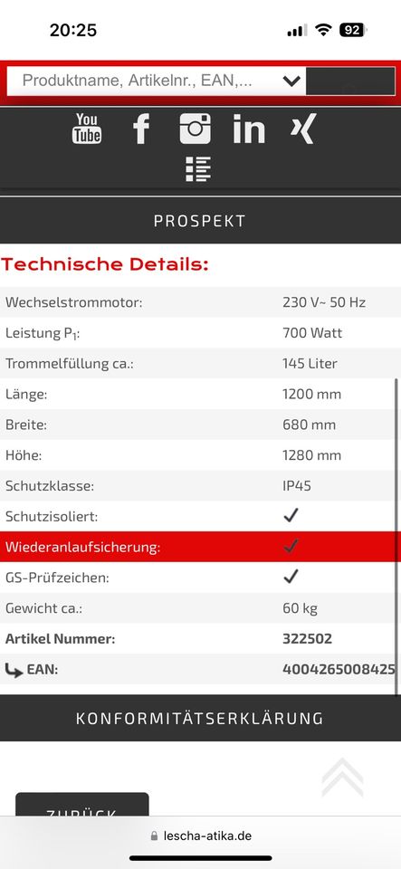 Betonmischmaschine in Versmold