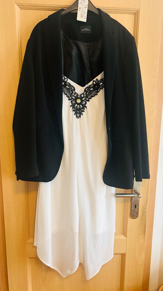 Sommerkleid weiß  mit Blazer schwarz in Borna