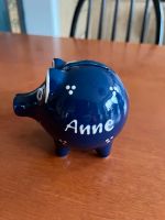 Sparschwein Rheinsberg Keramik, blau mit Schriftzug Anne NEU Niedersachsen - Wolfsburg Vorschau