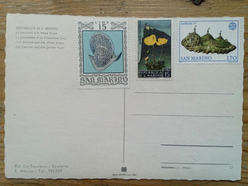 Postkarte mit ungestempelten Briefmarken, San Marino in Frankfurt am Main