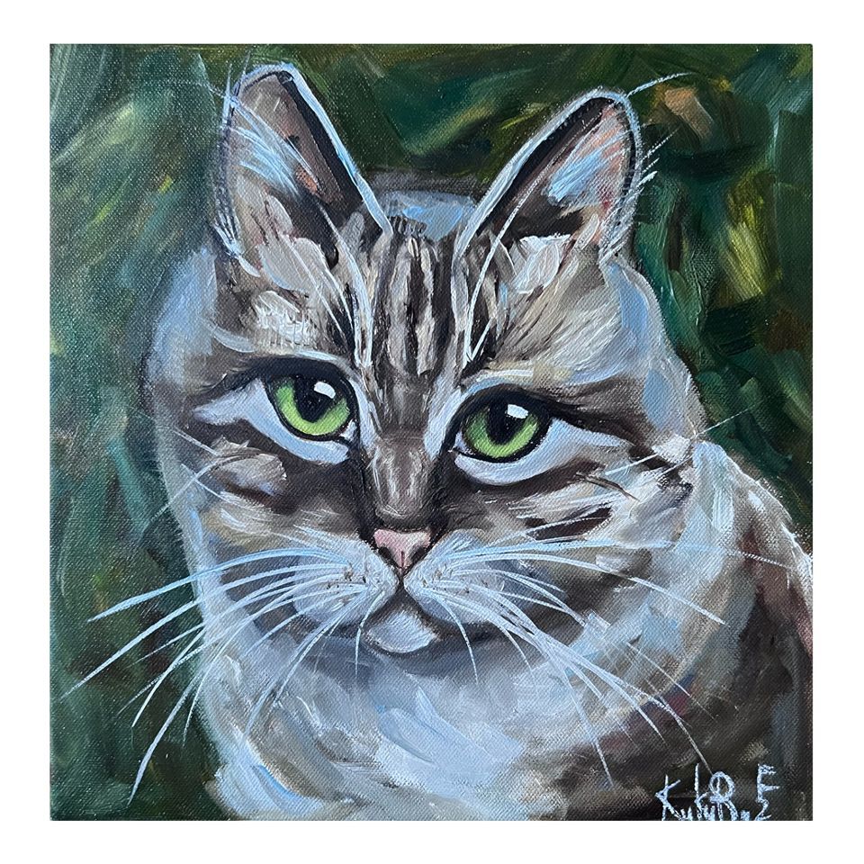 Ölgemälde «Katze» 30x30cm - Unikat - handgemalt - signiert in Holzgerlingen