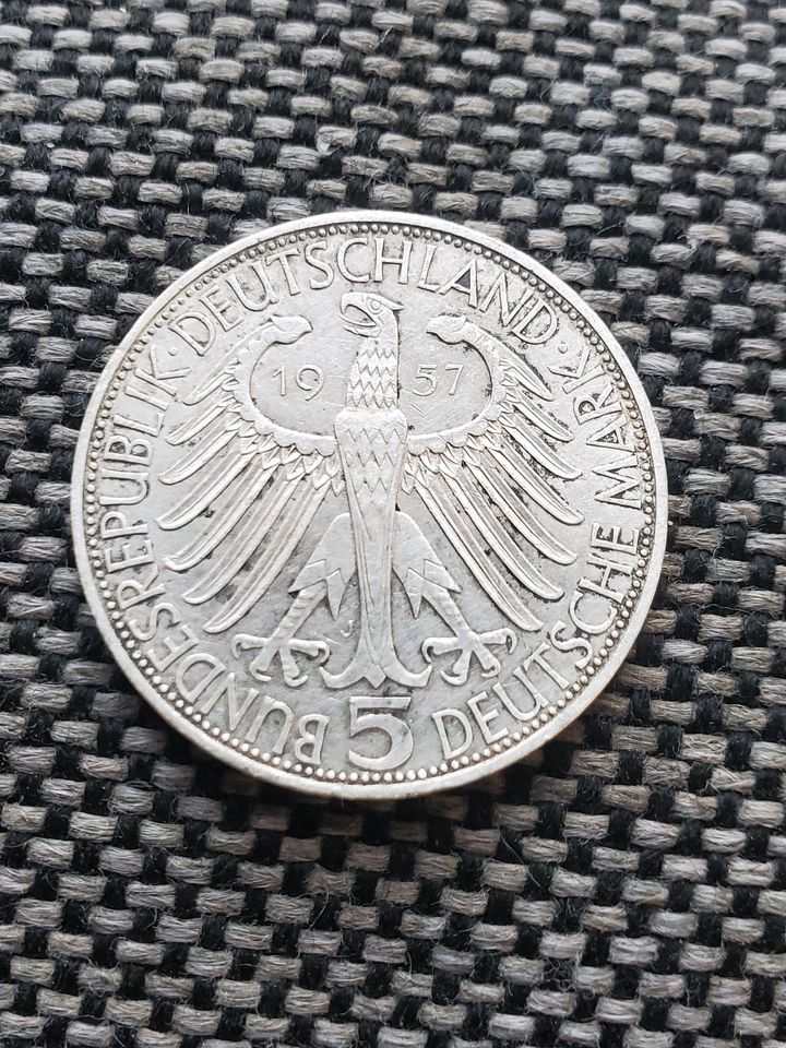 5 DM Deutsche Mark Silber Gedenkmünze 1957 J Von Eichendorff in Ampfing