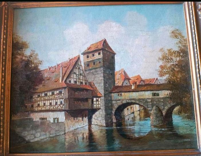 Ölgemälde "Nürnberg Weinstadel und Wasserturm" in Steinbach-Hallenberg (Thüringer W)