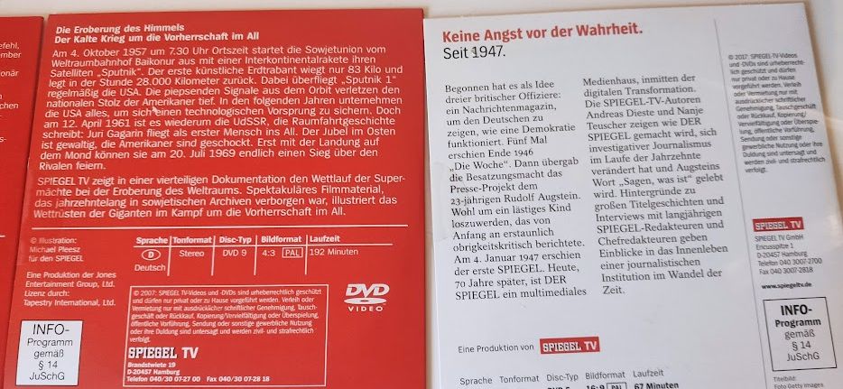 9 x Spiegel TV DVD Nr.8-9-21-27-28-34-38-45-Sagen was ist 70 Jahr in Biblis