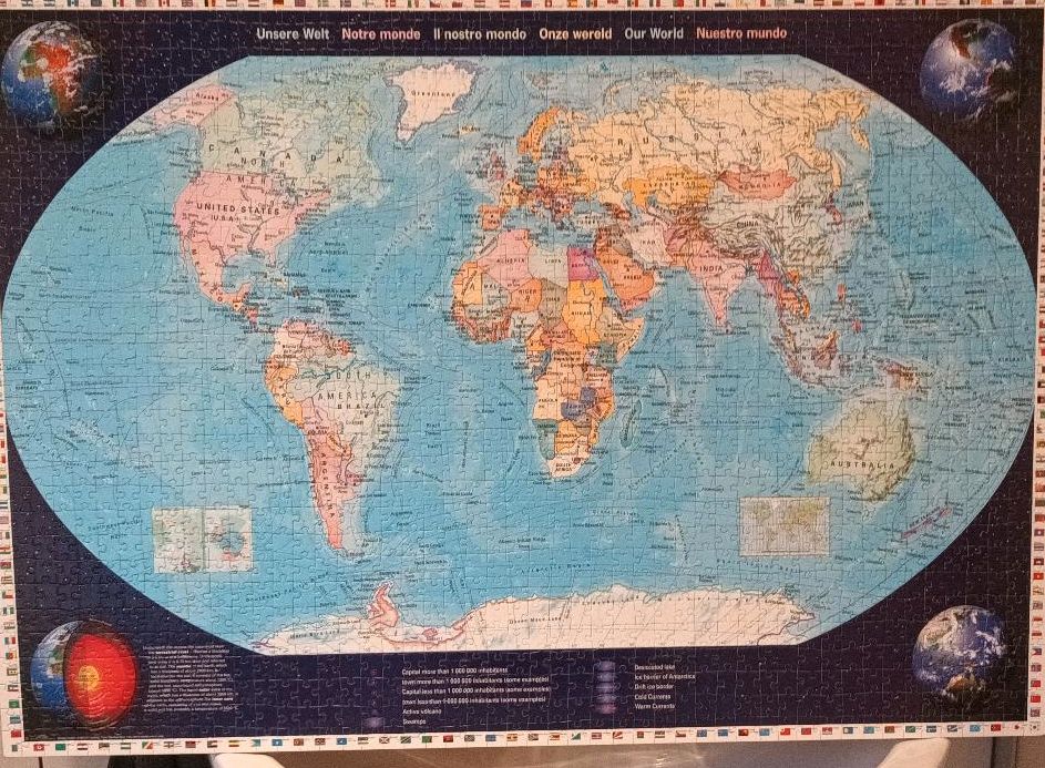 Puzzle Weltkarte auf Platte geklebt 83x59 cm in Wiesenbronn