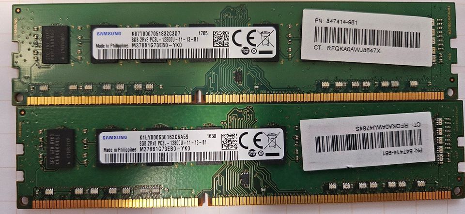 2x 8GB (16GB) Samsung 2RX8 PC3L-12800U-11-13-B1 in Warburg