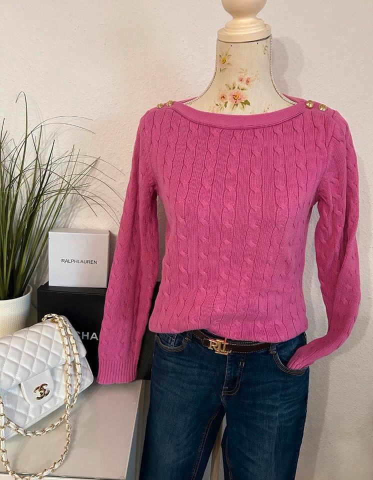 Ralph Lauren Pullover Zopfmuster L Pink ♦️♦️♦️ in Bürstadt