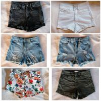 Jeans Shorts schwarz weiß blau Blumen H&M C&A Gr. 34 32 164 Bayern - Mistelgau Vorschau