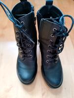 Stiefel Schnürung schwarz Lederoptik Boots Absatz Reißverschluss Bochum - Bochum-Ost Vorschau