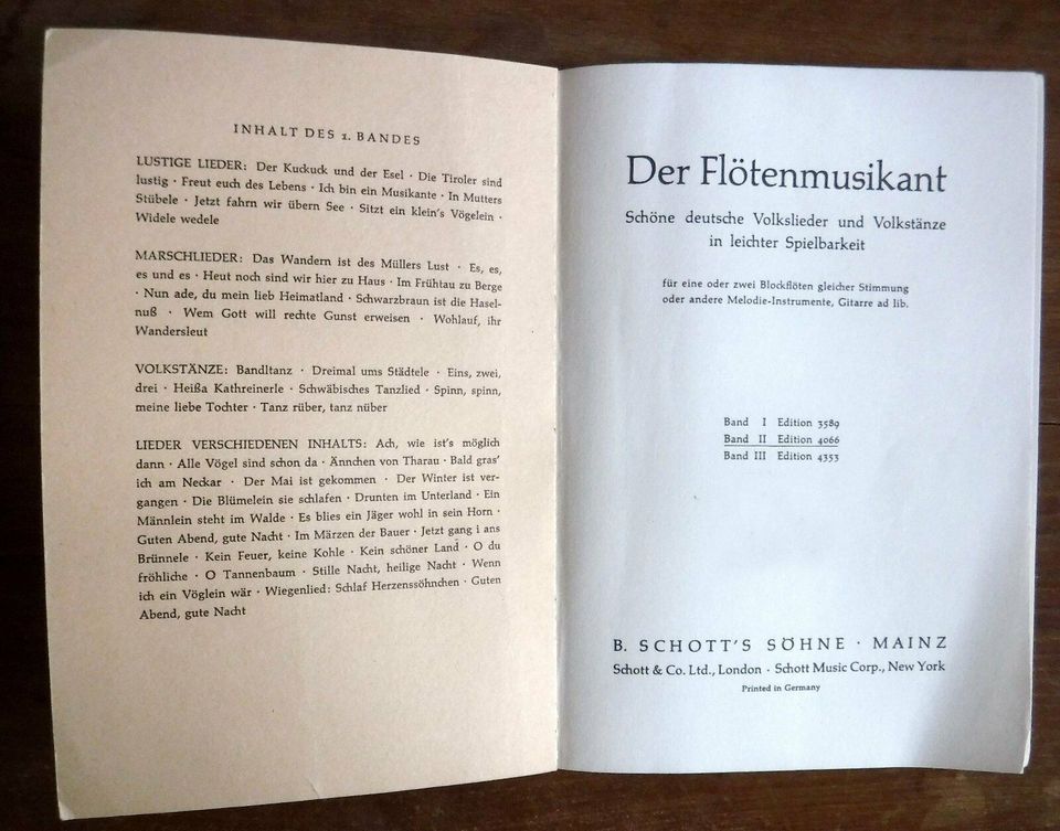 "Der Flötenmusikant", Noten- und Textbuch, Volkslieder und Tänze in Dresden