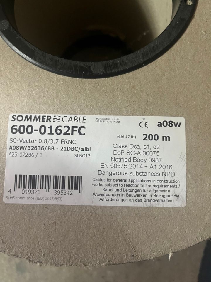 Sommer Cable Koax Video SDI-Leitung SC-Vector0.8/3.7 FRNC in Diepholz