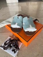 Hermes Sandalen Schlappen Izmir Cognac Denim 43 Nordrhein-Westfalen - Haltern am See Vorschau