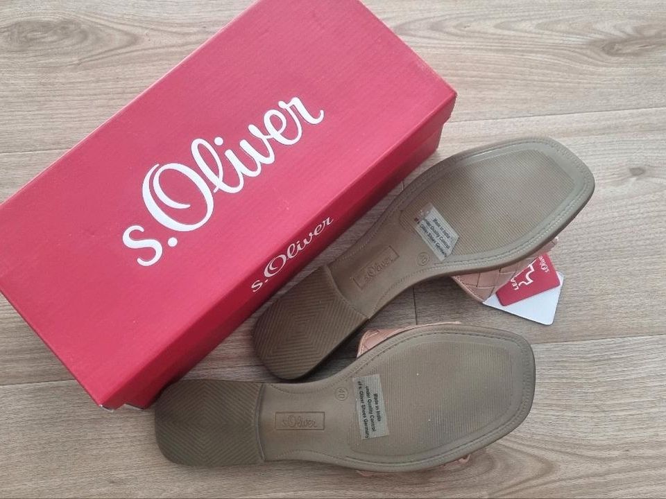 S. Oliver Pantolette neu Leder nude beige Größe 40 Sandale in Hennigsdorf