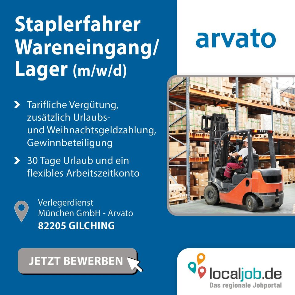 Staplerfahrer Wareneingang / Lager (m/w/d) in Gilching | www.localjob.de in Gilching