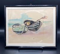 DDR-Kunst - Aquarell - Fischerboote - Ostsee - gerahmt - 50er Berlin - Karlshorst Vorschau