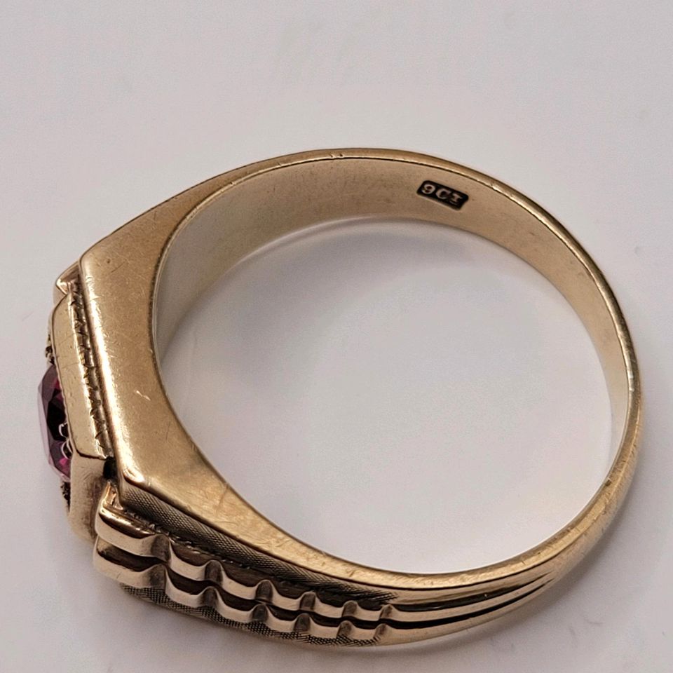 ❤Antiker Art Deco Ring aus 333er Gelbgold und synthetischem Rubin in Essen