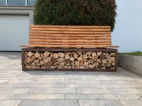 Handgefertigte Holzlagerbank Gartenbank Edelrost Holzregal Bayern - Waldstetten Vorschau