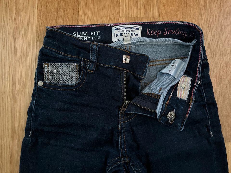 Review Jeans Slim Fit Skinny Leg 128 Pailletten dunkelblau in Frankfurt am Main
