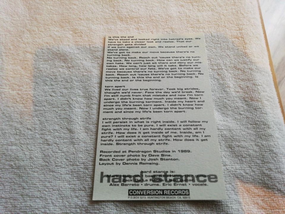 Hard Stance Straight Edge Hardcore Vinyl Schallplatte LP in Warthausen