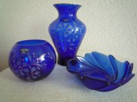 3 Stück blau Glas Vasen Schale Sachsen - Döbeln Vorschau