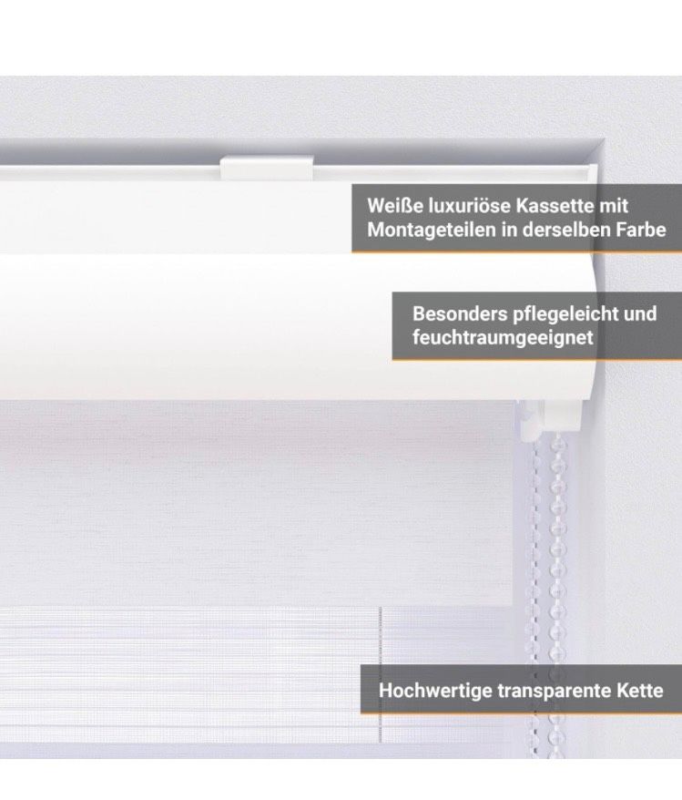 Jalousie Doppelrollo mit Kassette 200 x 175 cm (BxH) weiß in Großostheim