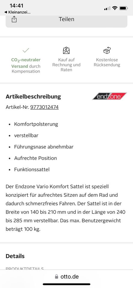 Fahrradsattel Variocomfort Fahrrad Kleinanzeigen Point in Zubehör eBay | Kleinanzeigen Neuenkirchen | kaufen ist von gebraucht - jetzt “endzone” Nordrhein-Westfalen