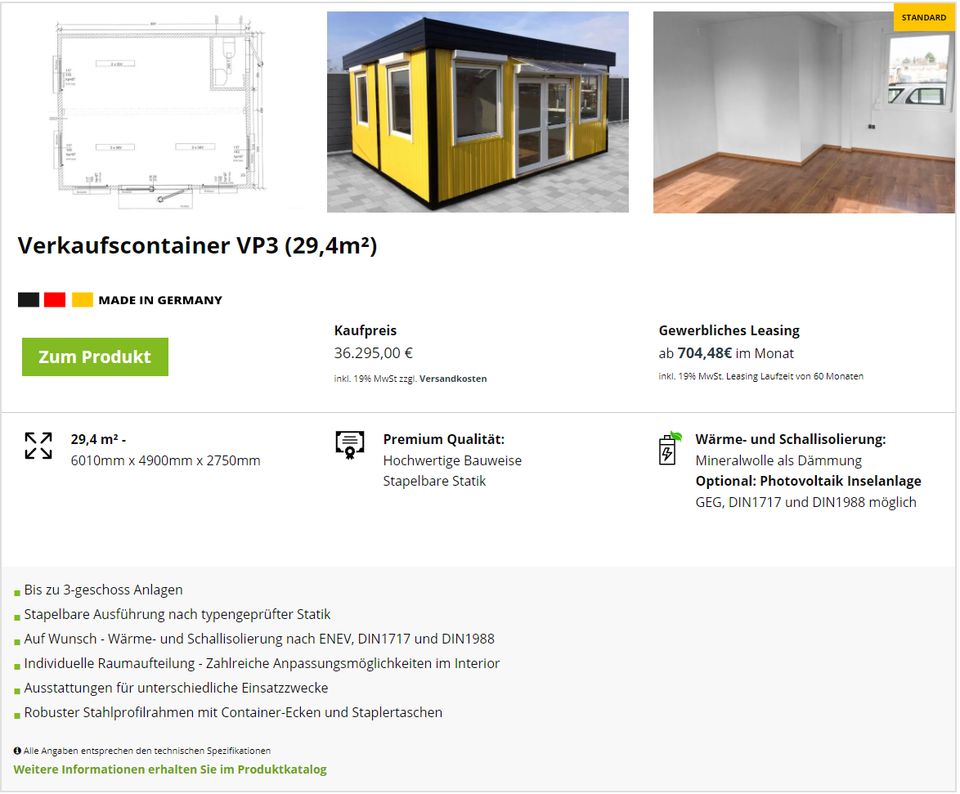 Verkaufscontainer, Verkaufspavillon "HIGH QUALITY" in Lemgo