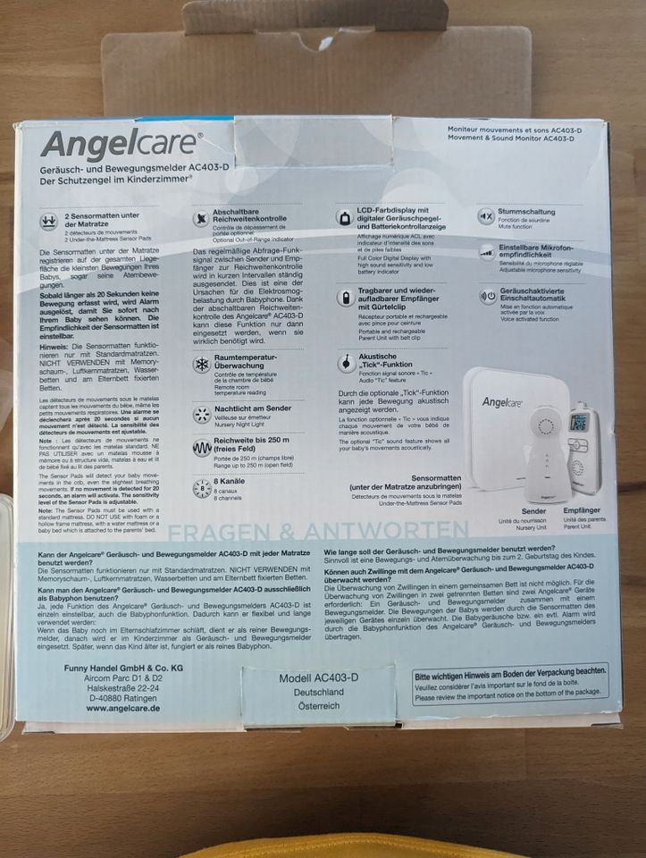 Babyphone - Angelcare Geräusch und Bewegungsmelder AC403-D, weiß in Burghausen