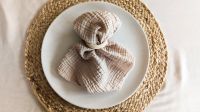 Musselinservietten beige | Tischdeko Mieten Verleih Hochzeit Hessen - Petersberg Vorschau