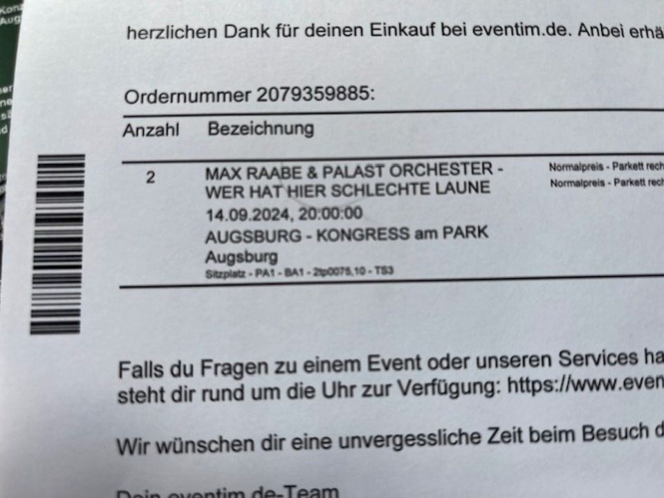 Max Raabe Augsburg   am 14.09.24 - 2 Tickets in Augsburg