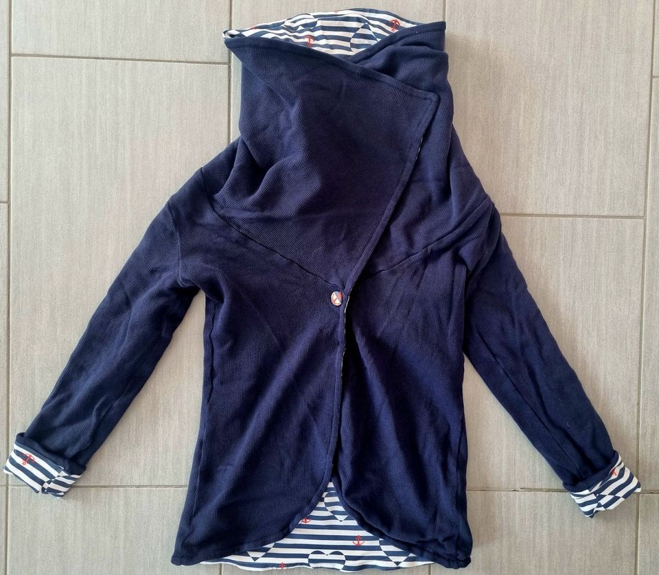 Wendejacke Maritim Anker dunkelblau Gr 140 Mädchen Handmade Kinde in Ziesendorf