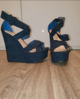 Neu Damen high heels Keilabsatz Plateau absatzschuhe blau 36 Frankfurt am Main - Eckenheim Vorschau