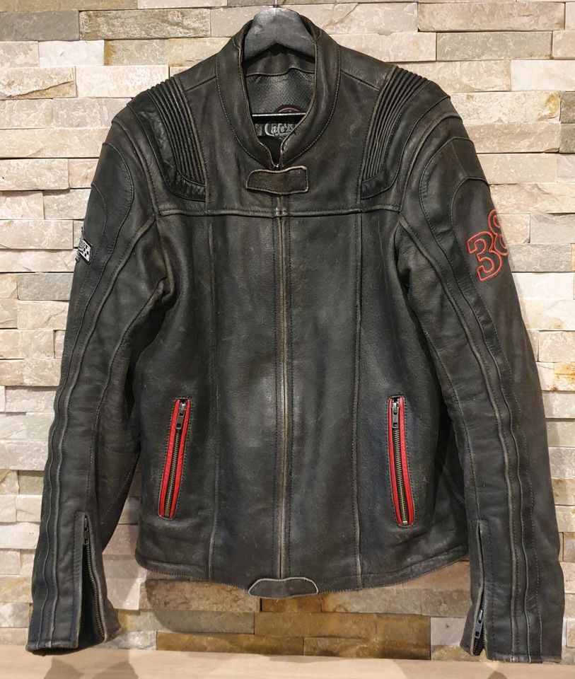 Cafe Racer Motorrad Jacke  aus Büffel Leder schwarz- Vintag Gr.52 in Gusterath