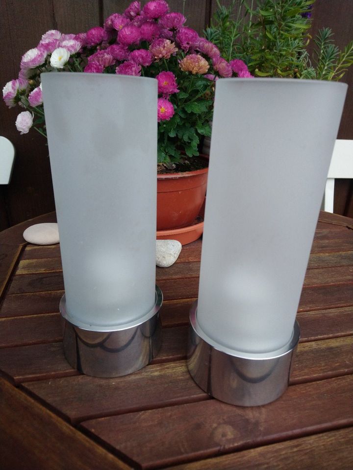 Windlicht-Set, Edelstahl massiv+Glas,Teelicht, H19 D7,5cm,2St,NEU in Garmisch-Partenkirchen