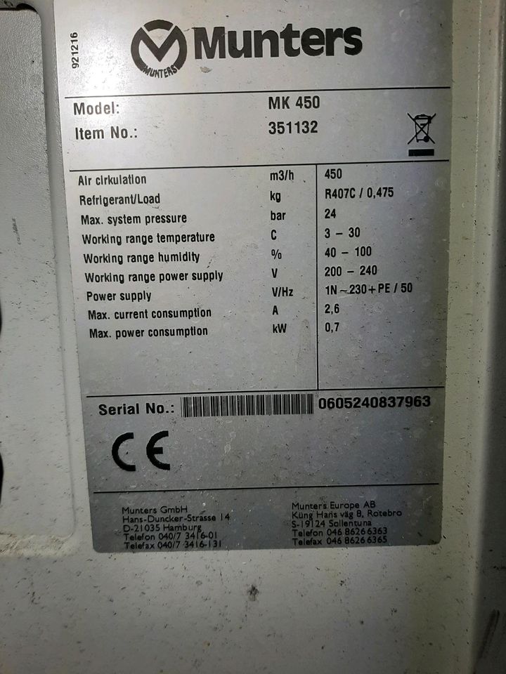 Luftenfeuchter Bautrockner Munters Mk 450 in Bad Lippspringe