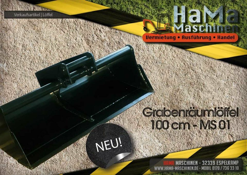 Grabenräumlöffel Löffel 100 cm Minibagger MS01 NEU!!! in Espelkamp