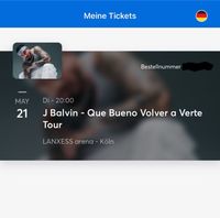 2x J Balvin Tickets - Innenraum Stehplatz Köln Köln - Ehrenfeld Vorschau