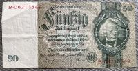 Banknote 50 RM Kriegsdruck,Kenn-Nr. 8-stellig, o.Udr.-Bst.,SerieB Oschersleben (Bode) - Oschersleben Vorschau