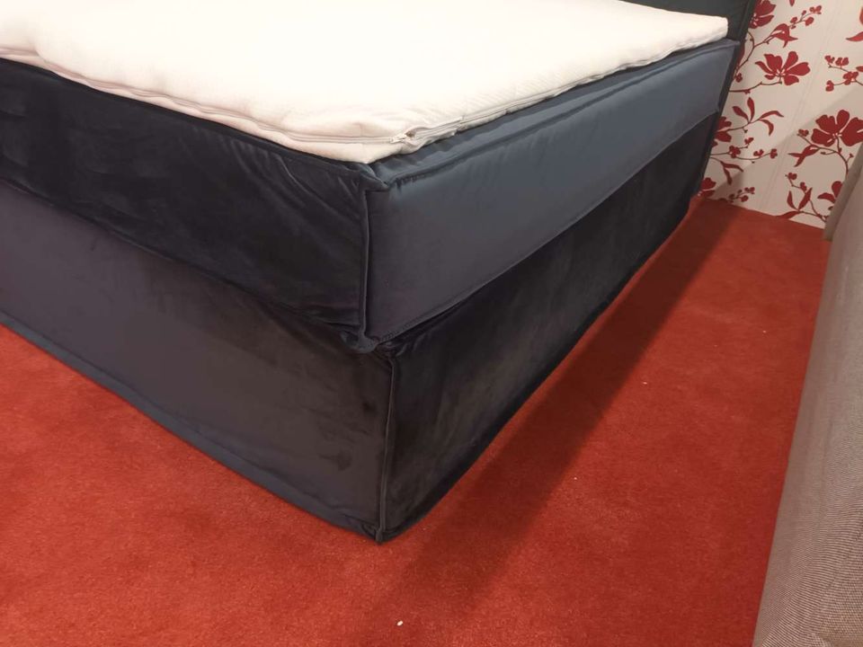 Boxspringbett, dunkelblau, Samt, 140x200cm, statt 1399€ in Meißen