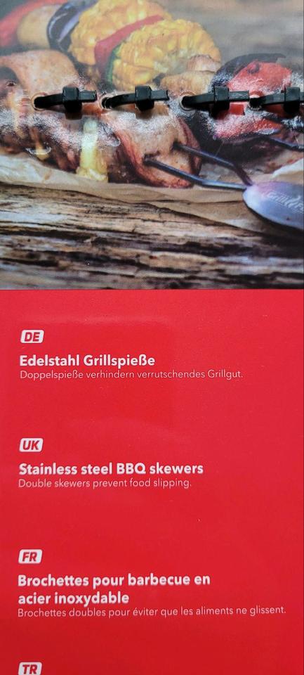 4 Edelstahl Grillspisse von Grillfürst  Doppelspiesse 35 cm NEU in Hannover