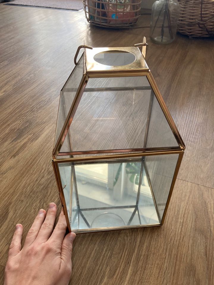 Laterne Lampion Depot Gold Glas 26cm in Darmstadt