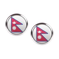 Mylery Ohrstecker Paar mit Motiv Nepal Kathmandu Flagge silber ve Hessen - Trendelburg Vorschau