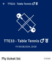 1 Ticket Olympische Spiele TISCHTENNIS 09.08. BRONZE Medaille Baden-Württemberg - Pforzheim Vorschau