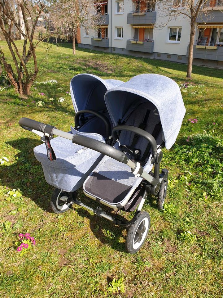 Bugaboo Geschwisterwagen in blau-melange in Stuttgart