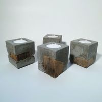 Fakö - Beton & Holz Teelichthalter Kerzenständer Altholz Balken Teelicht Rustikal Holzbalken Edelstahl Eichenholz Licht Beleuchtung Leuchte Kerzenhalter handworkz Kerzen Eiche antik modern wachs Hessen - Nidderau Vorschau